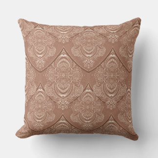 Art Nouveau Feather Pattern in Orange Throw Pillow