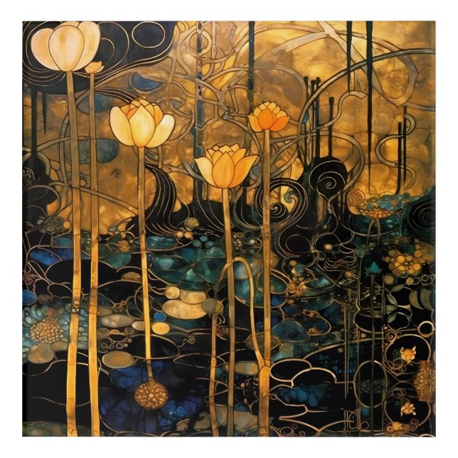 Art Nouveau Floral Acrylic Wall Art (Front)