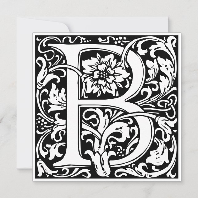Art Nouveau Floral Alphabet Monogram Letter B Invitation (Front)