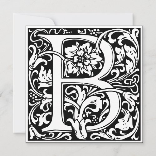 Art Nouveau Floral Alphabet Monogram Letter B Invitation