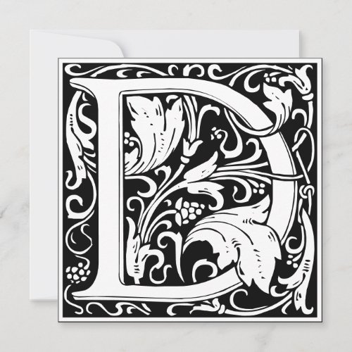 Art Nouveau Floral Alphabet Monogram Letter D Invitation