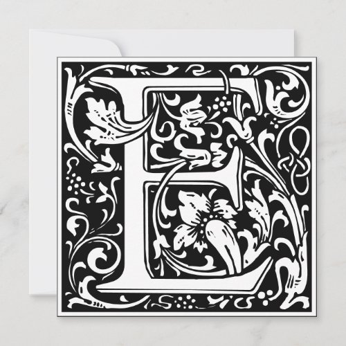 Art Nouveau Floral Alphabet Monogram Letter E  Invitation