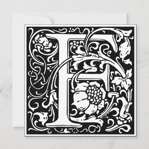 Art Nouveau Floral Alphabet Monogram Letter F Invitation