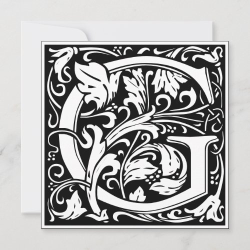 Art Nouveau Floral Alphabet Monogram Letter G Invitation