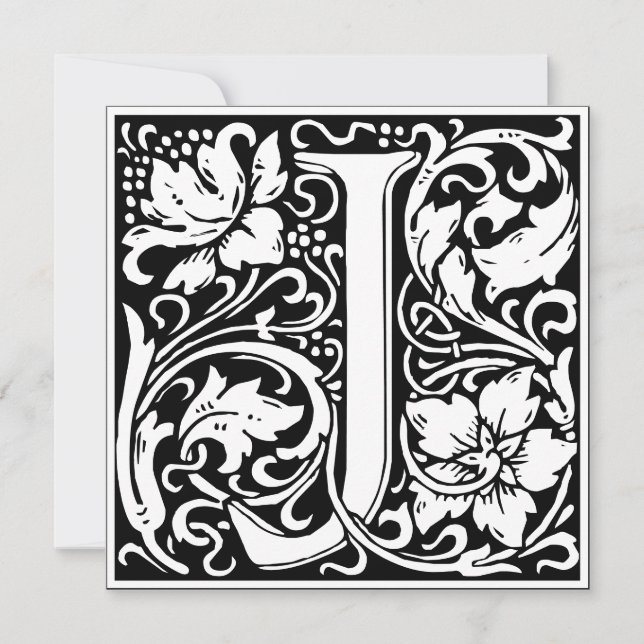Art Nouveau Floral Alphabet Monogram Letter J Invitation (Front)