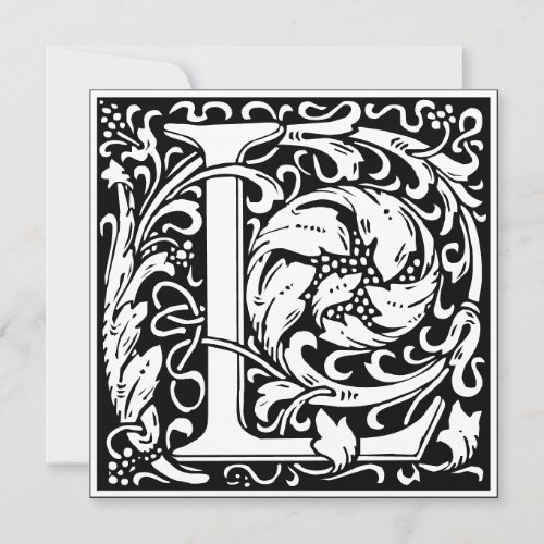 Art Nouveau Floral Alphabet Monogram Letter L Invitation