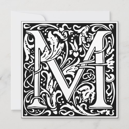 Art Nouveau Floral Alphabet Monogram Letter M Invitation