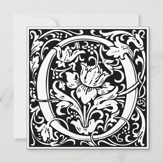 Art Nouveau Floral Alphabet Monogram Letter O Invitation (Front)