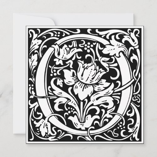 Art Nouveau Floral Alphabet Monogram Letter O Invitation