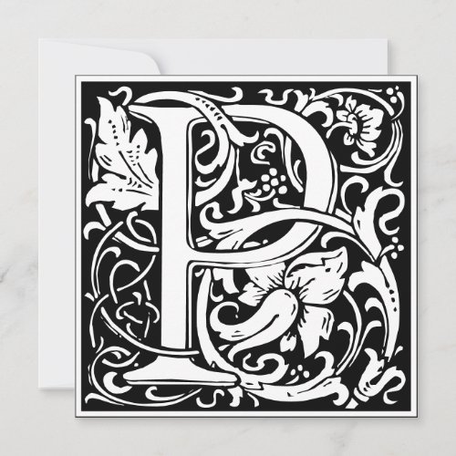 Art Nouveau Floral Alphabet Monogram Letter P Invitation