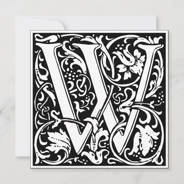 Art Nouveau Floral Alphabet Monogram Letter W Invitation (Front)