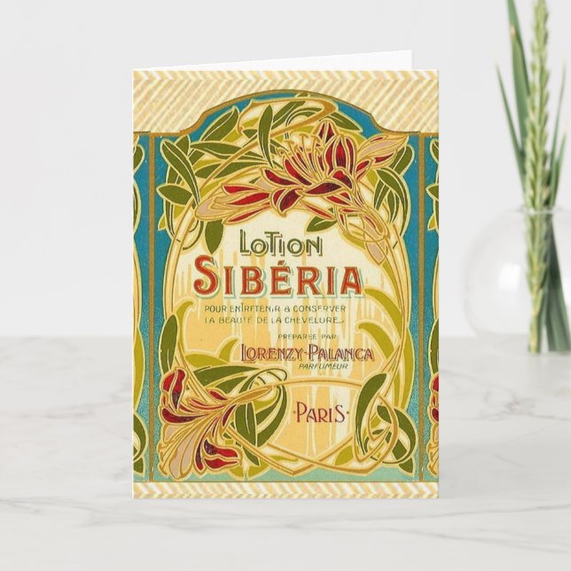 Art nouveau floral beauty lotion Siberia label Card (Front)