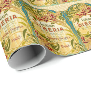 Art nouveau floral beauty lotion Siberia label Wrapping Paper