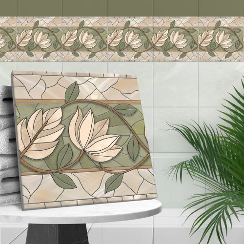 Art Nouveau Floral border ornament  Ceramic Tile