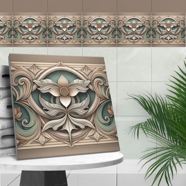 Art Nouveau Floral border ornament  Ceramic Tile (Creator Uploaded)