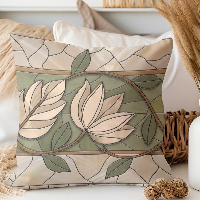 Art Nouveau Floral border ornament  Throw Pillow (Creator Uploaded)