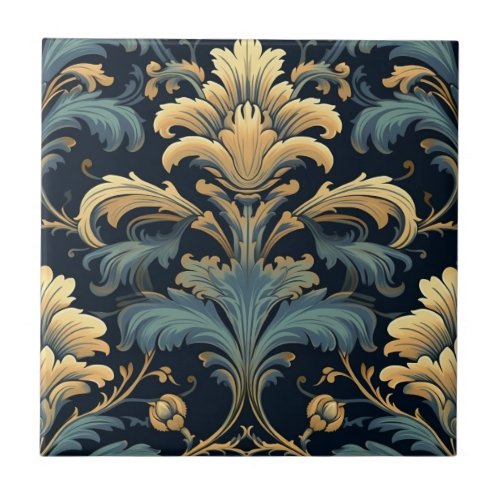 Art Nouveau Floral Ceramic Tile