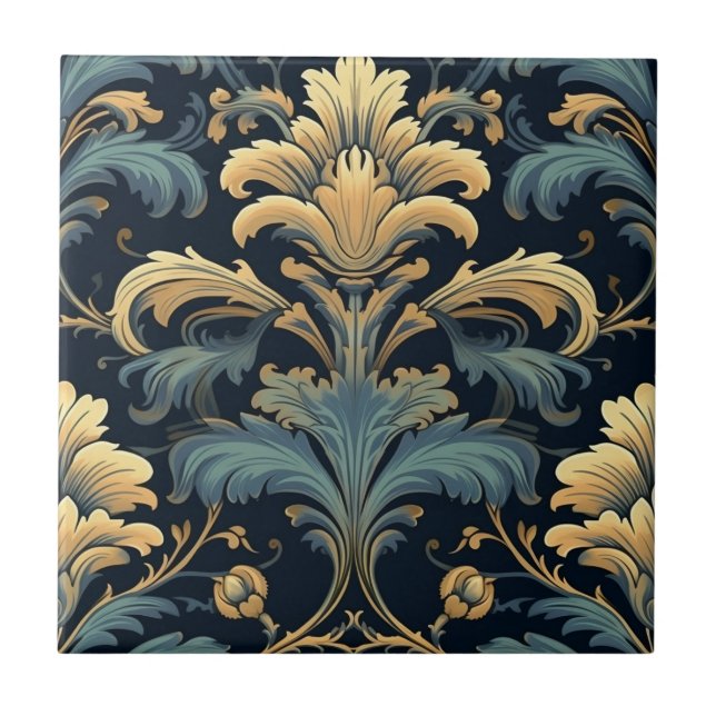 Art Nouveau Floral Ceramic Tile (Front)