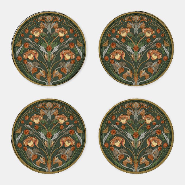 Art Nouveau Floral Coaster Set (Set)