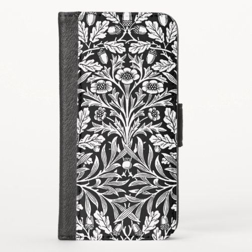 Art Nouveau Floral Damask Black and White iPhone X Wallet Case