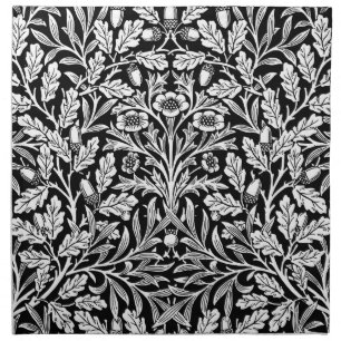 Art Nouveau Floral Damask, Black and White Napkin