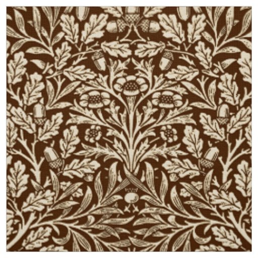 Art Nouveau Floral Damask, Dark Brown and Beige Fabric