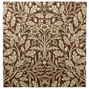 Art Nouveau Floral Damask, Dark Brown and Beige Napkin