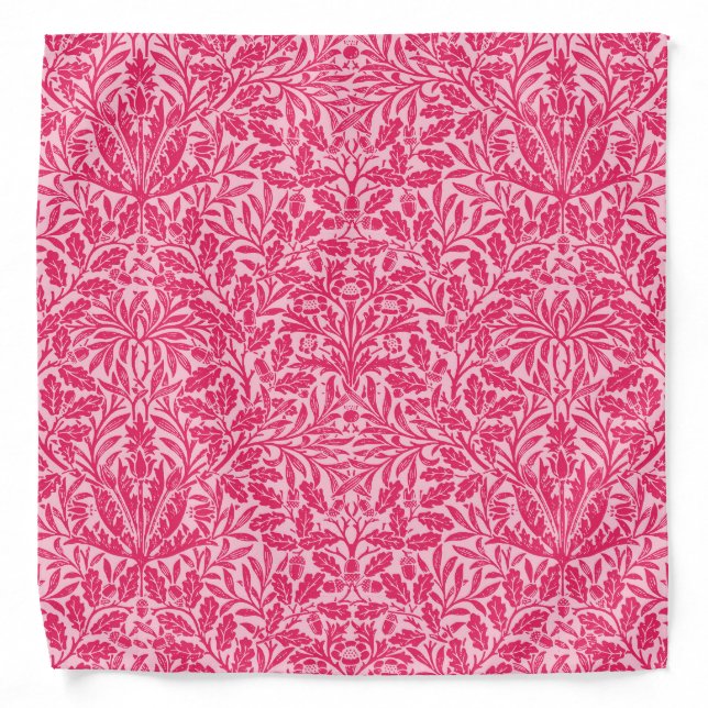 Art Nouveau Floral Damask, Deep Fuchsia Pink Bandana (Front)