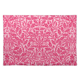 Art Nouveau Floral Damask, Deep Fuchsia Pink Cloth Placemat