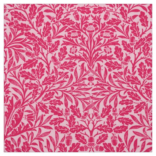 Art Nouveau Floral Damask, Deep Fuchsia Pink Fabric