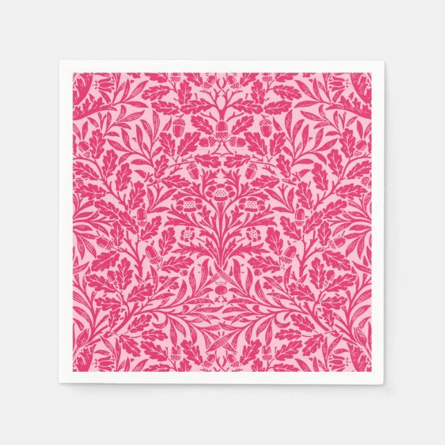 Art Nouveau Floral Damask, Deep Fuchsia Pink Napkins (Front)