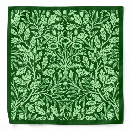 Art Nouveau Floral Damask, Emerald Green Bandana