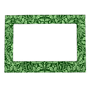Art Nouveau Floral Damask, Emerald Green Magnetic Frame