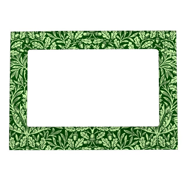Art Nouveau Floral Damask, Emerald Green Magnetic Frame (Front)