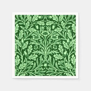 Art Nouveau Floral Damask, Emerald Green Napkins