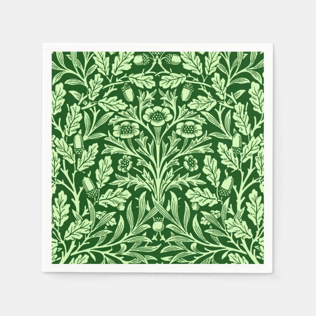 Art Nouveau Floral Damask, Emerald Green Napkins (Front)