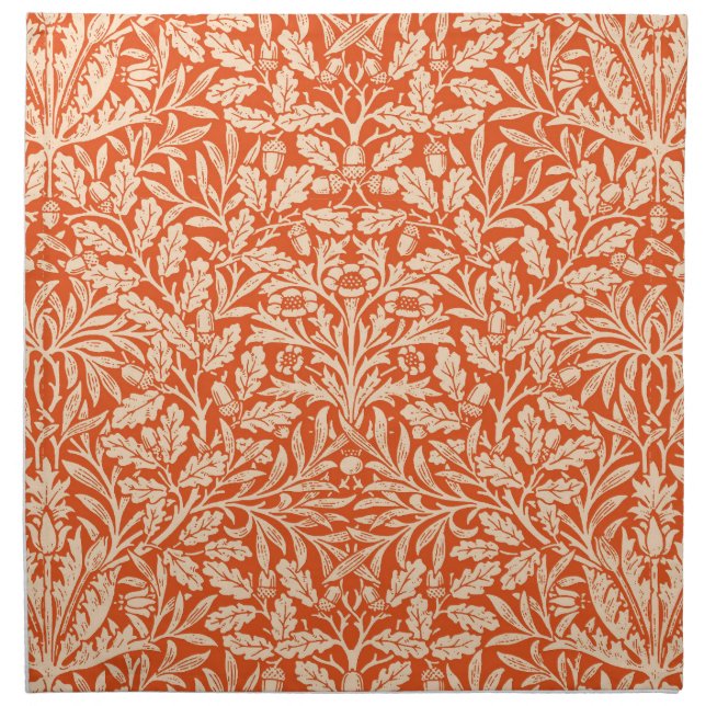 Art Nouveau Floral Damask, Light Mandarin Orange Cloth Napkin (Front)