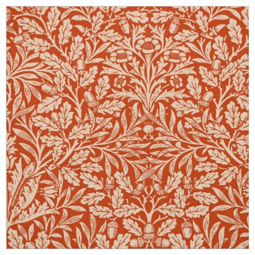 Art Nouveau Floral Damask, Mandarin Orange Fabric