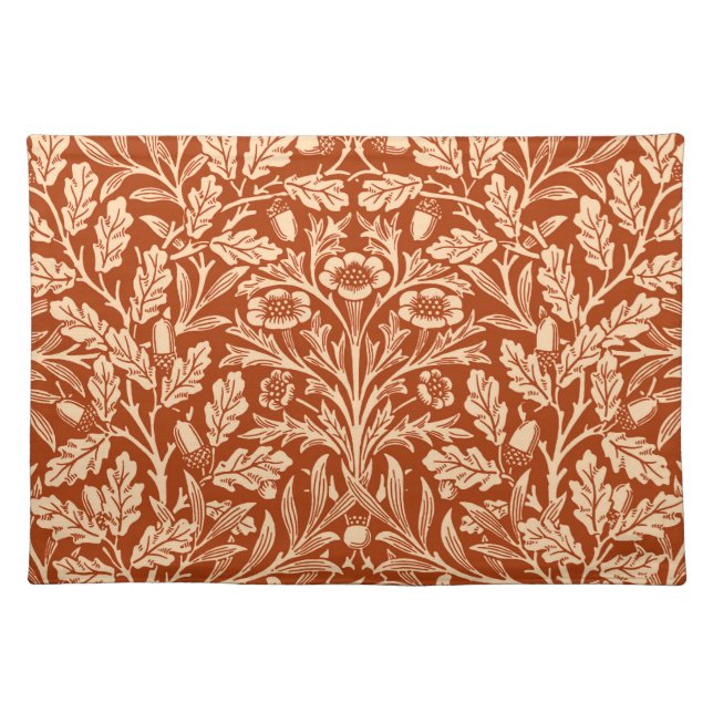 Art Nouveau Floral Damask, Mandarin Orange Placemat (Front)