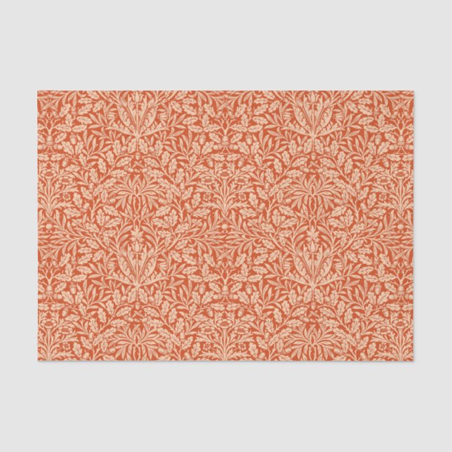 Art Nouveau Floral Damask, Mandarin Orange Tissue Paper (Front)