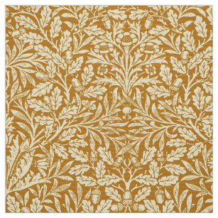 Art Nouveau Floral Damask, Mustard Yellow and Gold Fabric