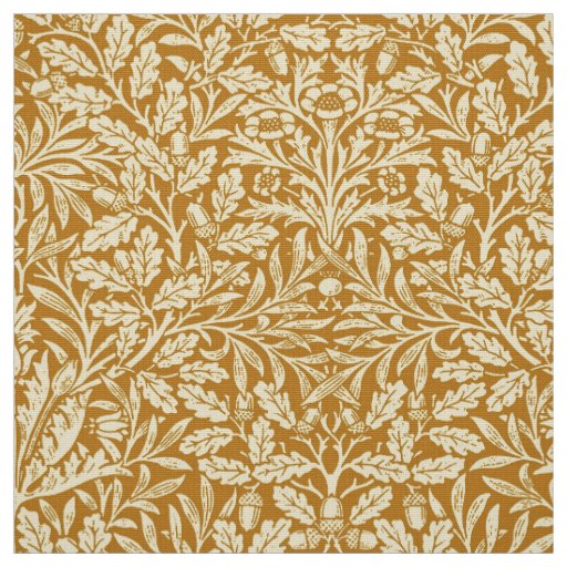 Art Nouveau Floral Damask, Mustard Yellow and Gold Fabric