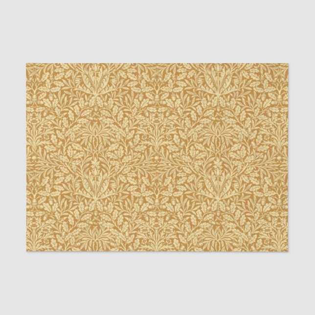 Art Nouveau Floral Damask, Mustard Yellow and Gold Tissue Paper (Front)