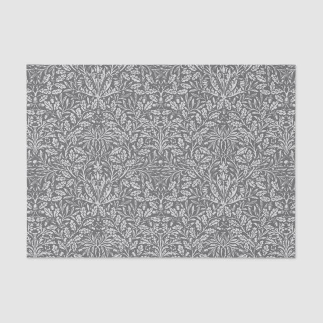 Art Nouveau Floral Damask, Silver Gray / Grey Tissue Paper (Front)
