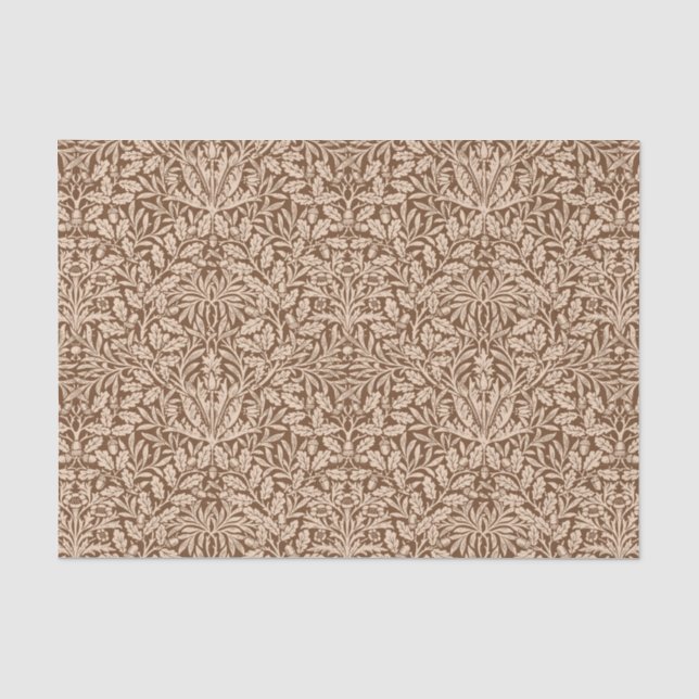 Art Nouveau Floral Damask, Taupe and Beige Tissue Paper (Front)