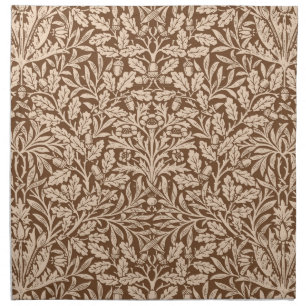 Art Nouveau Floral Damask, Taupe & Chocolate Brown Cloth Napkin