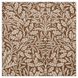 Art Nouveau Floral Damask, Taupe & Chocolate Brown Fabric