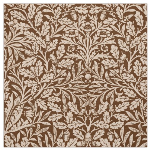 Art Nouveau Floral Damask Taupe  Chocolate Brown Fabric