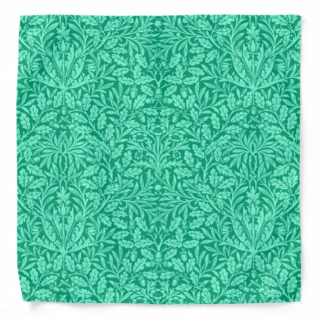 Art Nouveau Floral Damask, Turquoise and Aqua Bandana (Front)