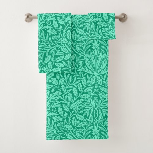 Art Nouveau Floral Damask Turquoise and Aqua Bath Towel Set